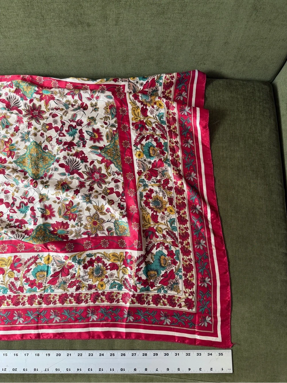 Floral Silk Like Patterned Pink Scarf